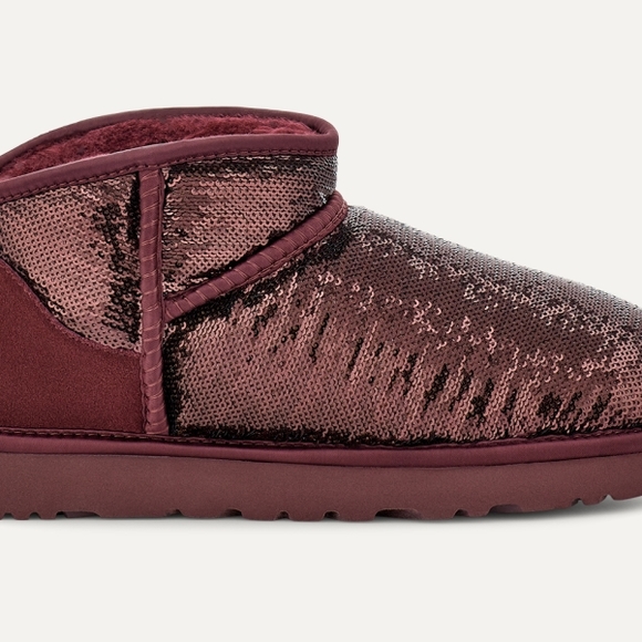 NWT Ugg Classic Ultra Mini Mirror Ball Sequin In Color Grape - Picture 2 of 8